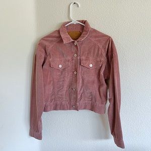 American Eagle Mauve Corduroy Cropped Jacket (size x-small)